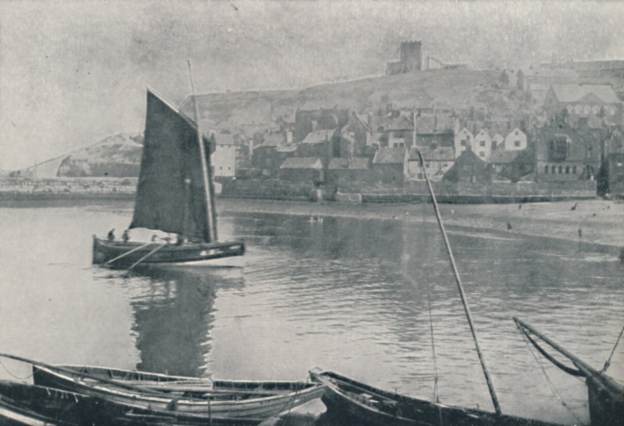 Whitby Harbour, 1910 af Photochrom Co Ltd of London