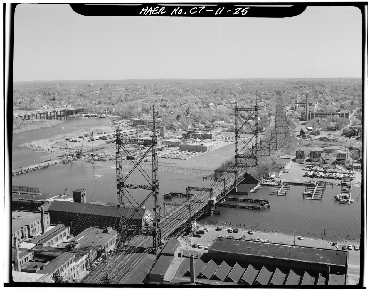 Norwalk River Bridge, Norwalk, Connecticut (s/h-billede) af Photographer American