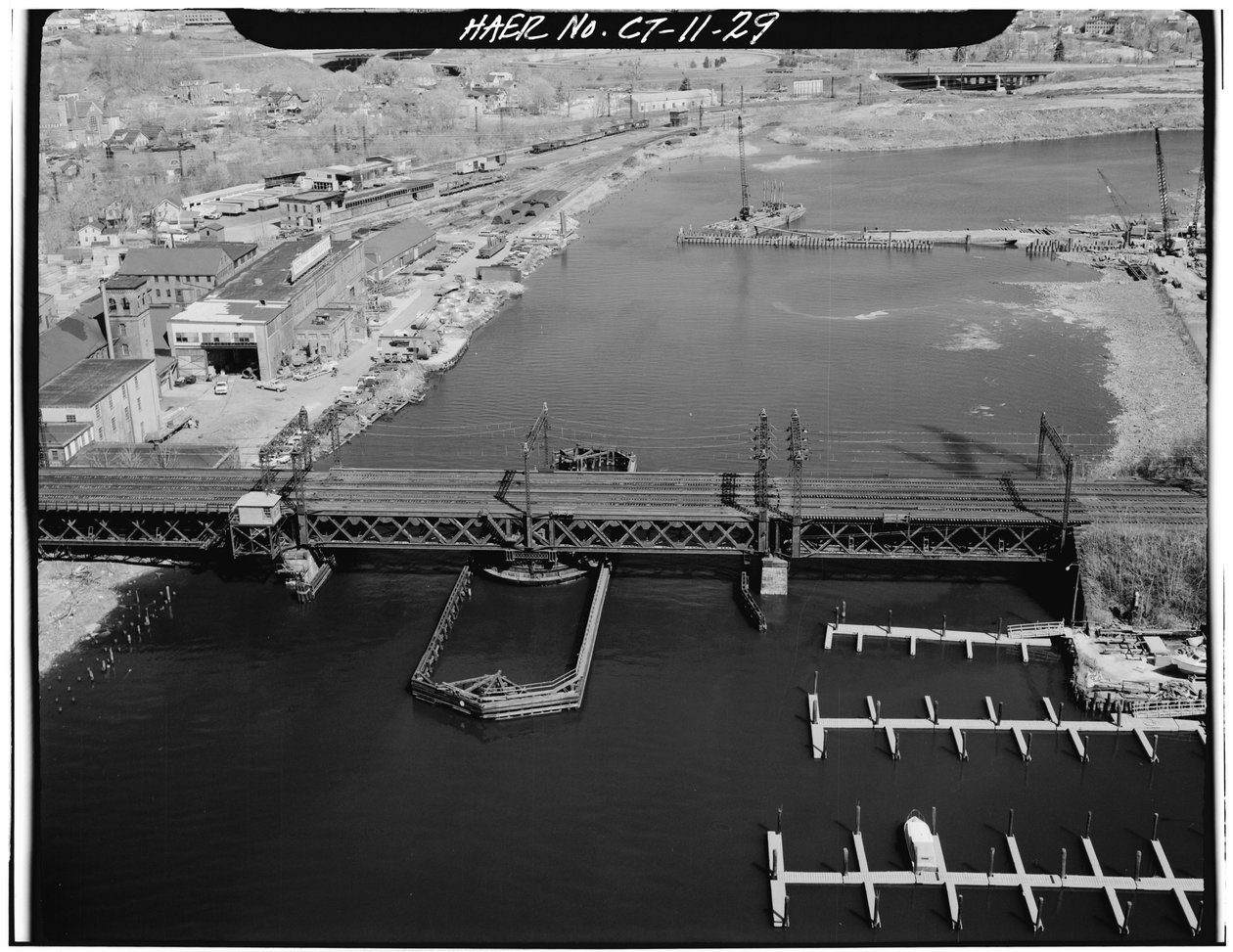 Norwalk River Bridge, Norwalk, Connecticut (s/h-billede) af Photographer American