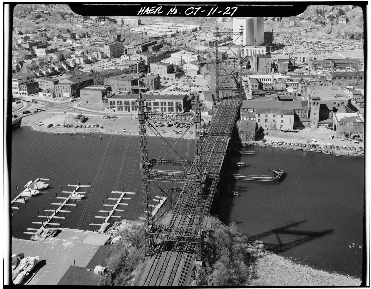 Norwalk River Bridge, Norwalk, Connecticut (s/h-billede) af Photographer American
