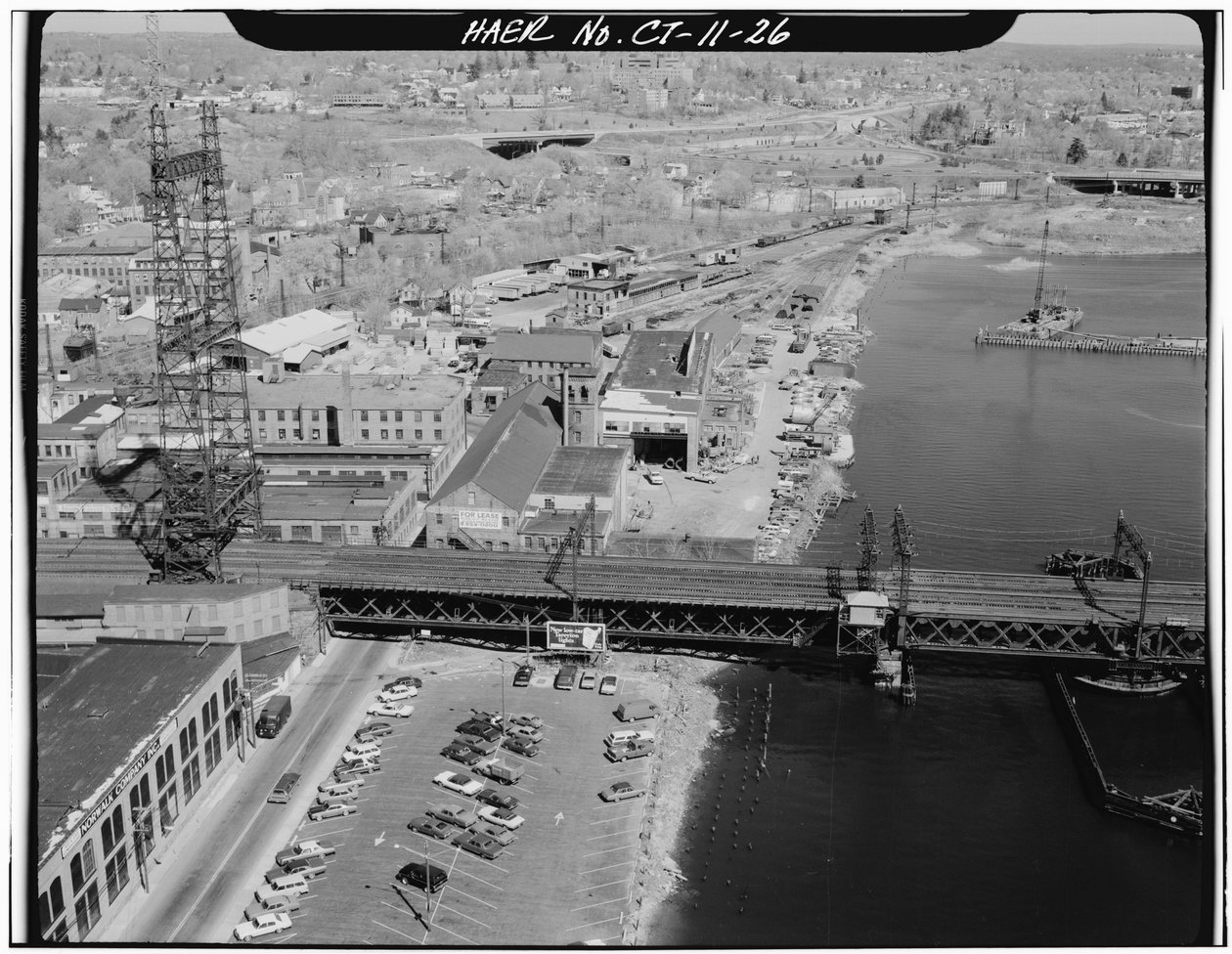 Norwalk River Bridge, Norwalk, Connecticut (s/h-billede) af Photographer American