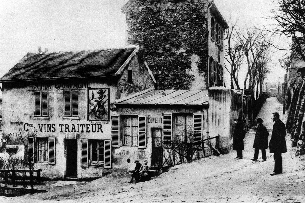 Cabaret des Assassins, Cabaret du Lapin Agile, Rue des Saules (s/h-billede) af Photographer French