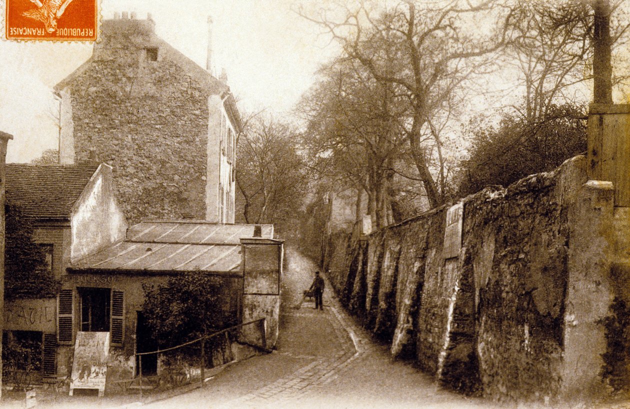 St Vincent Street, Montmartre, Paris, ca. 1900 (s/h-billede) af Photographer French