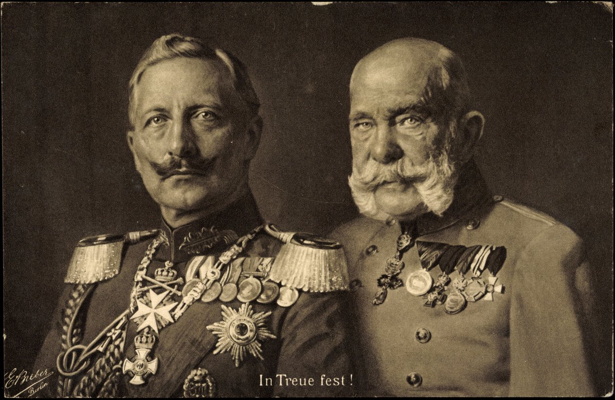 Ak Kejser Wilhelm II af Preussen med Kejser Franz Josef I af Østrig, loyalitet (s/h foto) af Photographer German