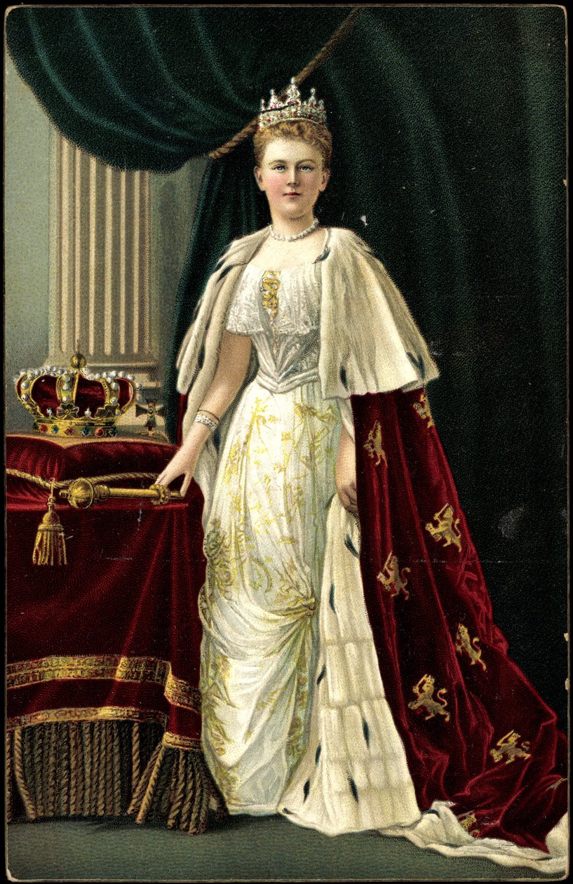Ak Dronning Wilhelmina af Holland med krone, stilk (s/h-foto) af Photographer German