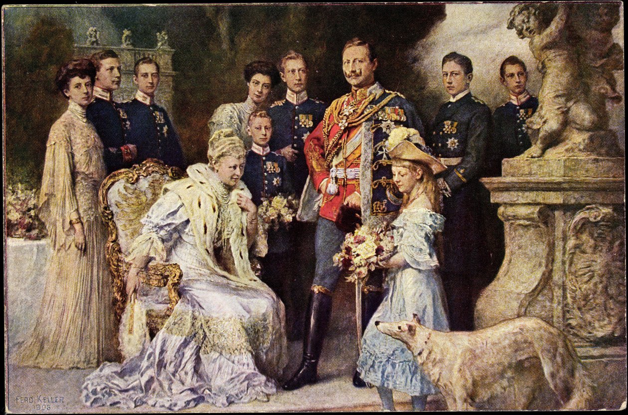 Kunstner Ak Kejser Wilhelm II, Auguste Viktoria, Viktoria Luise, Greyhound, Preussen (s/h-foto) af Photographer German