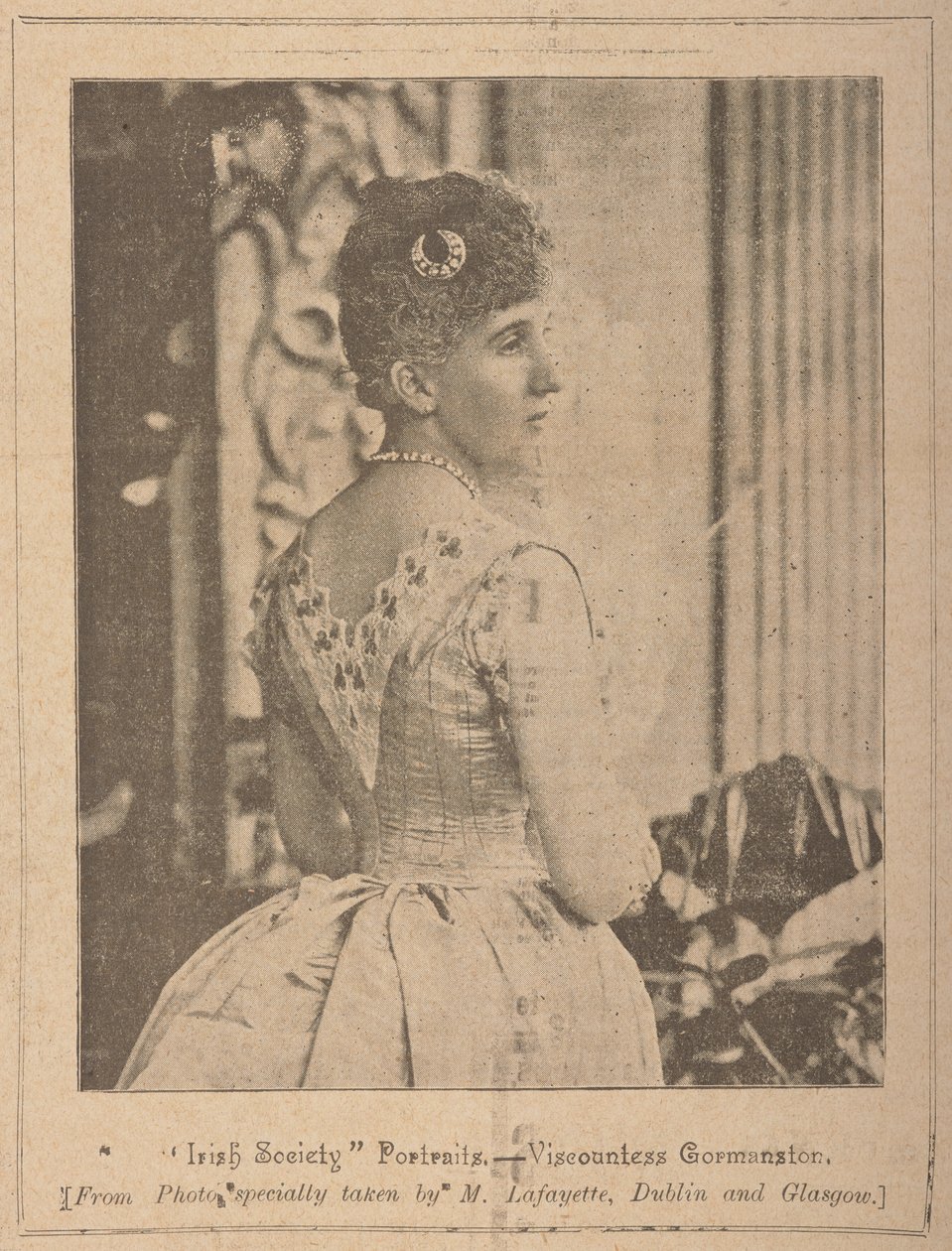 Viscountesse Gormanston, "Irish Society" [tidsskrift] Vol. VII nr. 353 13. oktober 1894 (avispapir) af Photographer Irish