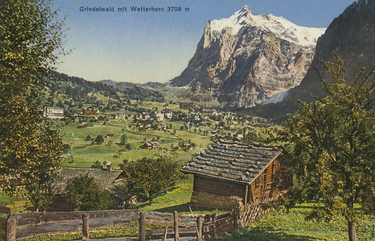 Grindelwald og Wetterhorn, Schweiz (farvefoto) af Photographer Swiss
