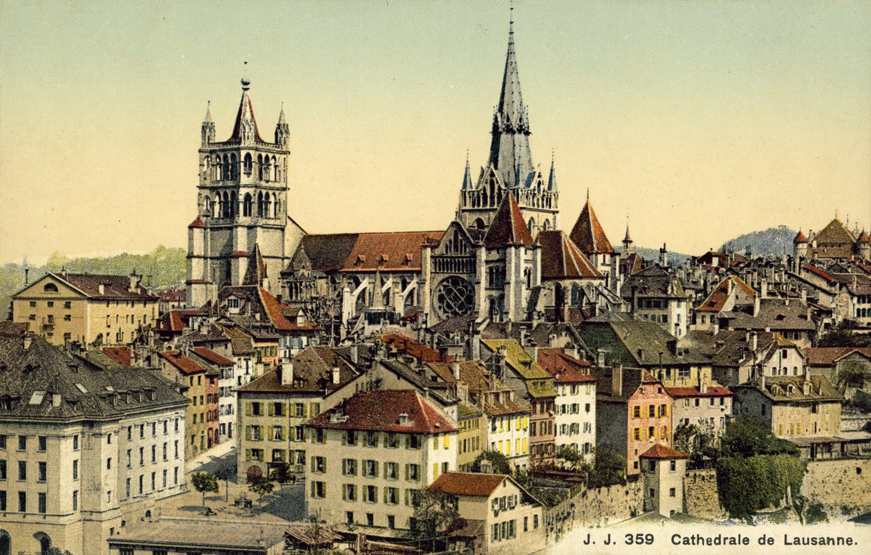 Katedralen i Lausanne (farvefoto) af Photographer Swiss