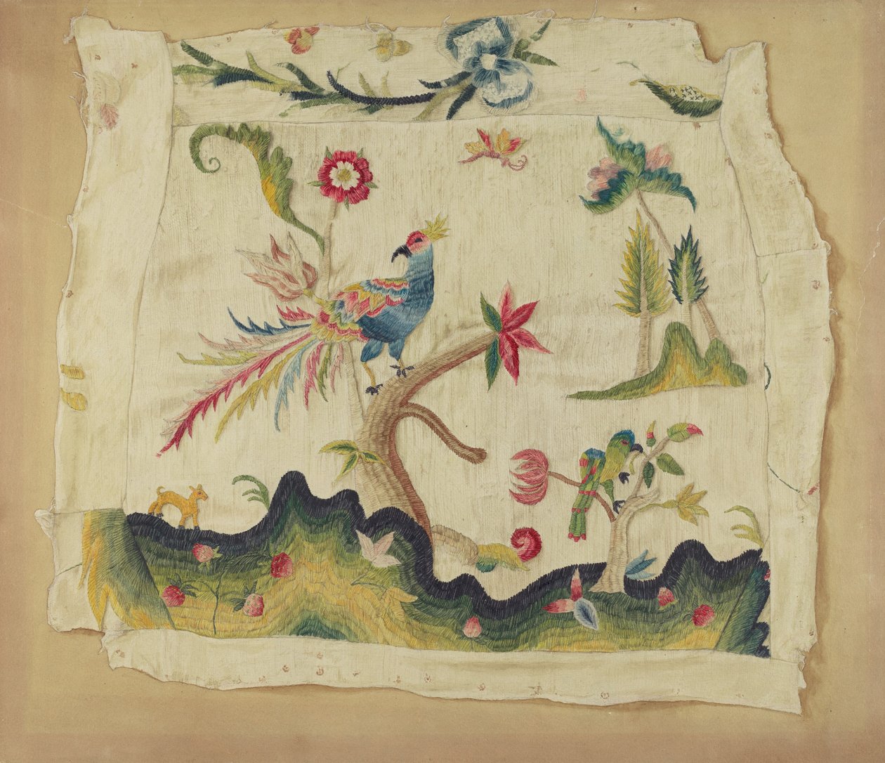 Crewel-broderet stolesæde, ca. 1936. af Phyllis Dorr