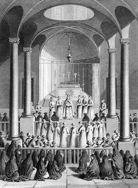 Tilbedelse ifølge den armenske kirke, graveret af T. Brown, fra 