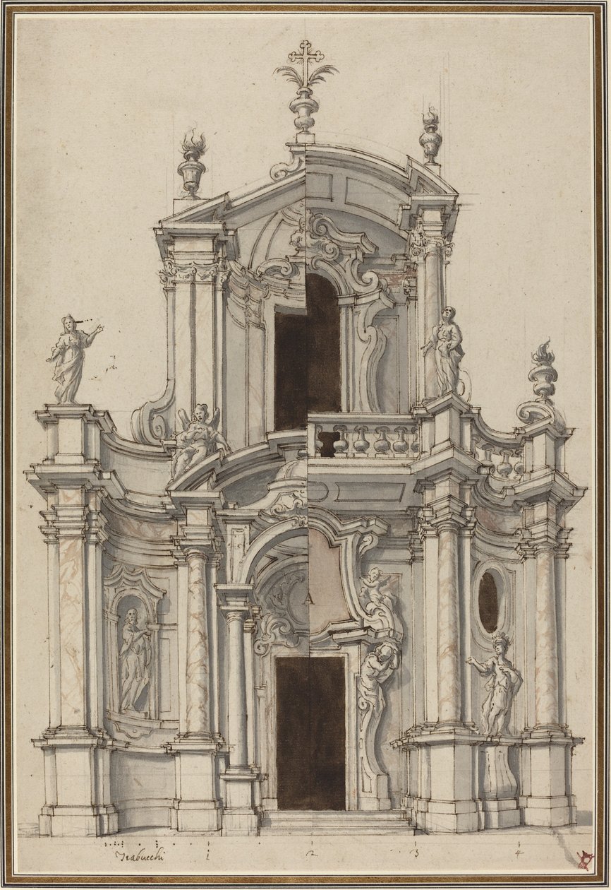 Forhøjning til en kirkefacade, med alternativer af Piedmontese 18th Century