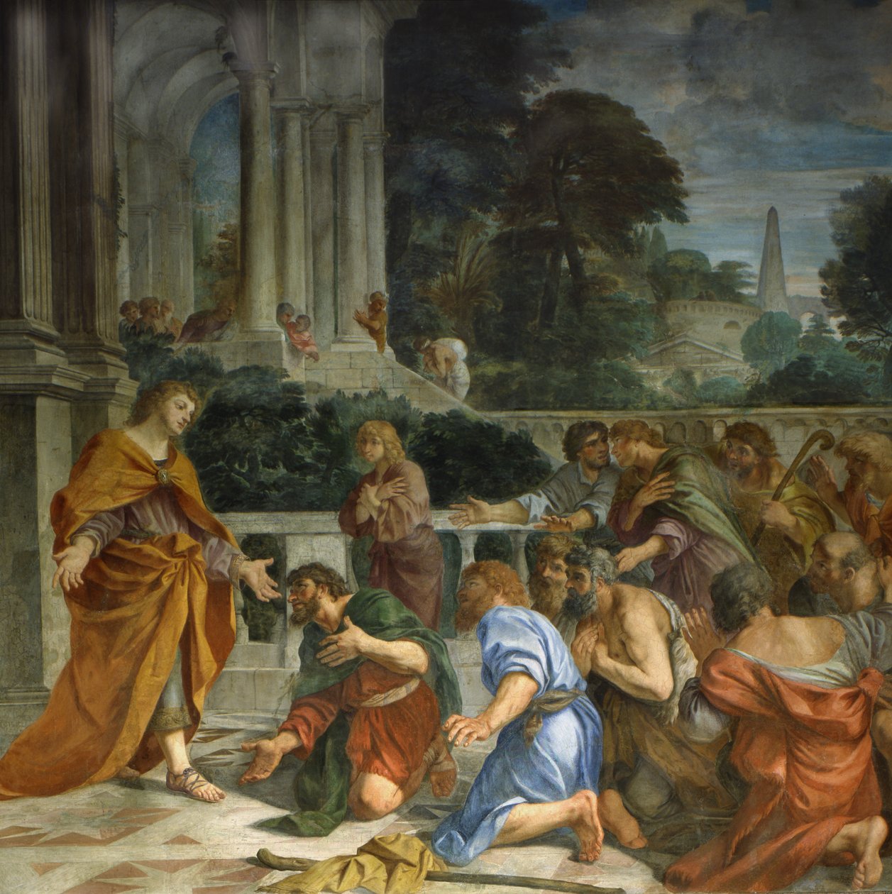 Bibelske historier, Joseph bliver genkendt af sine brødre, Detail af Pier Francesco Mola