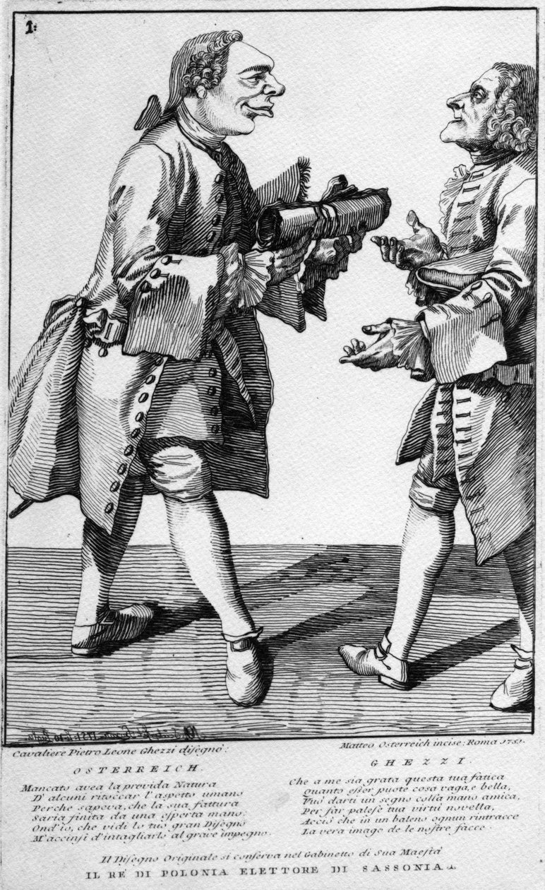 Osterreich and the Cavaliere Ghezzi, tryk lavet af Matthias Oesterreich, 1751 af Pier Leone Ghezzi