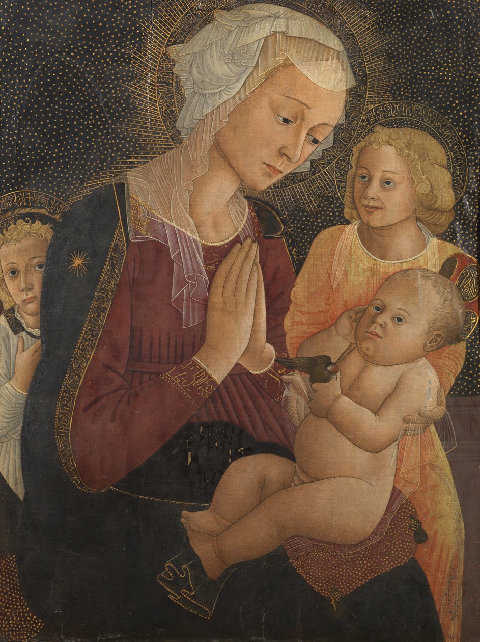 Jomfru og barn med to engle, 1550-75 af Pier Francesco Fiorentino