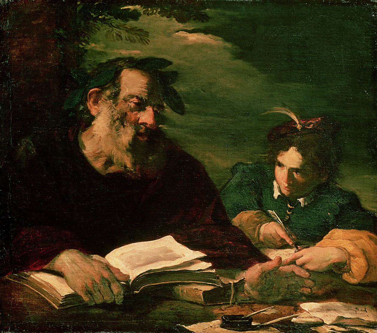 Homer dikterer sit digt af Pier Francesco Mola