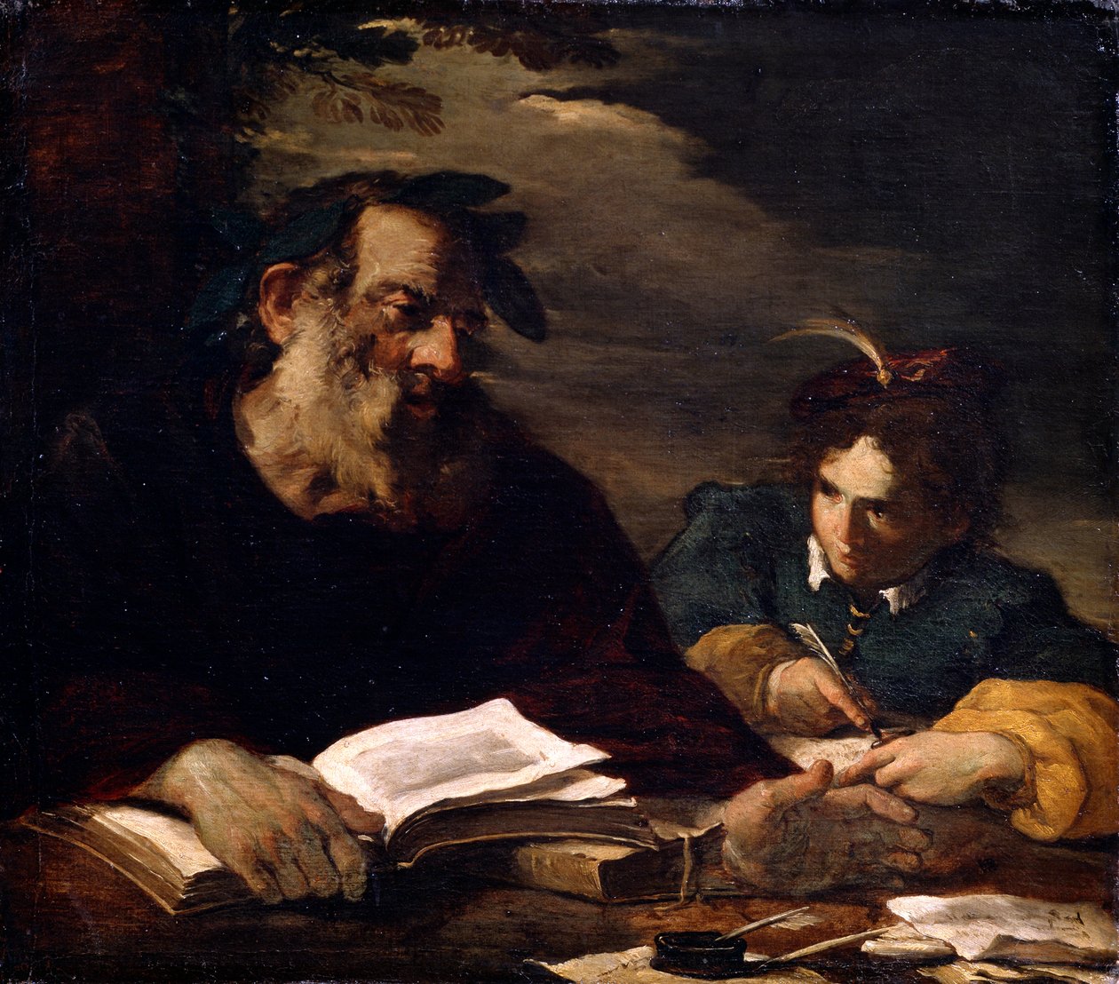 Homer dikterer sine digte, 1600-tallet af Pier Francesco Mola