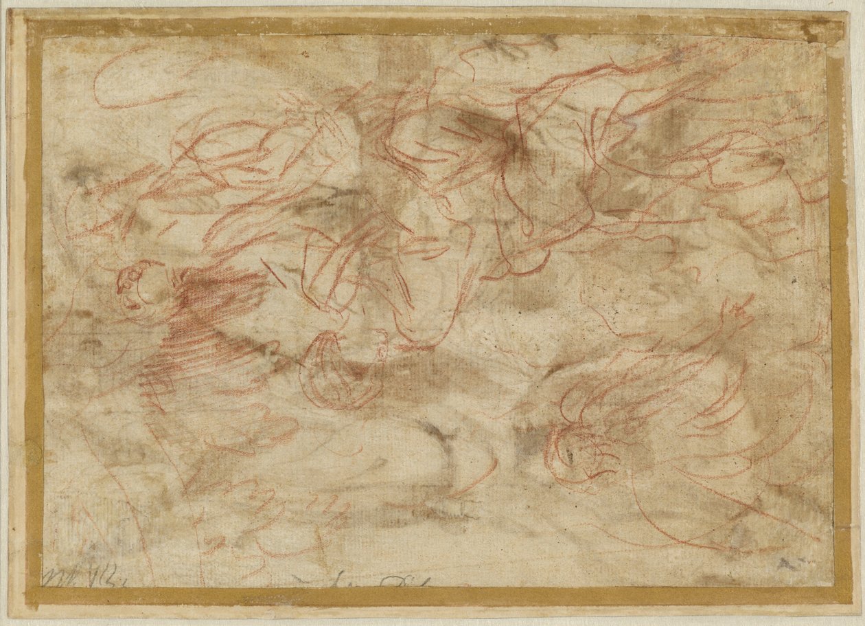 Englen, der viser sig for Hagar i ørkenen, ca. 1660 (rødkridt på papir) af Pier Francesco Mola