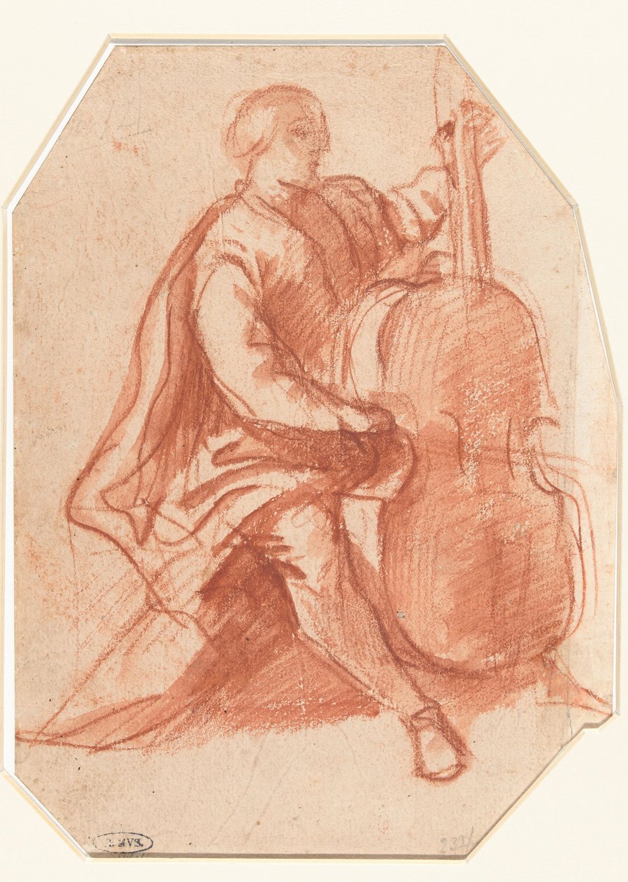 Viola da Gamba-Spieler, Dreiviertel von der Seite af Pier Francesco Mola