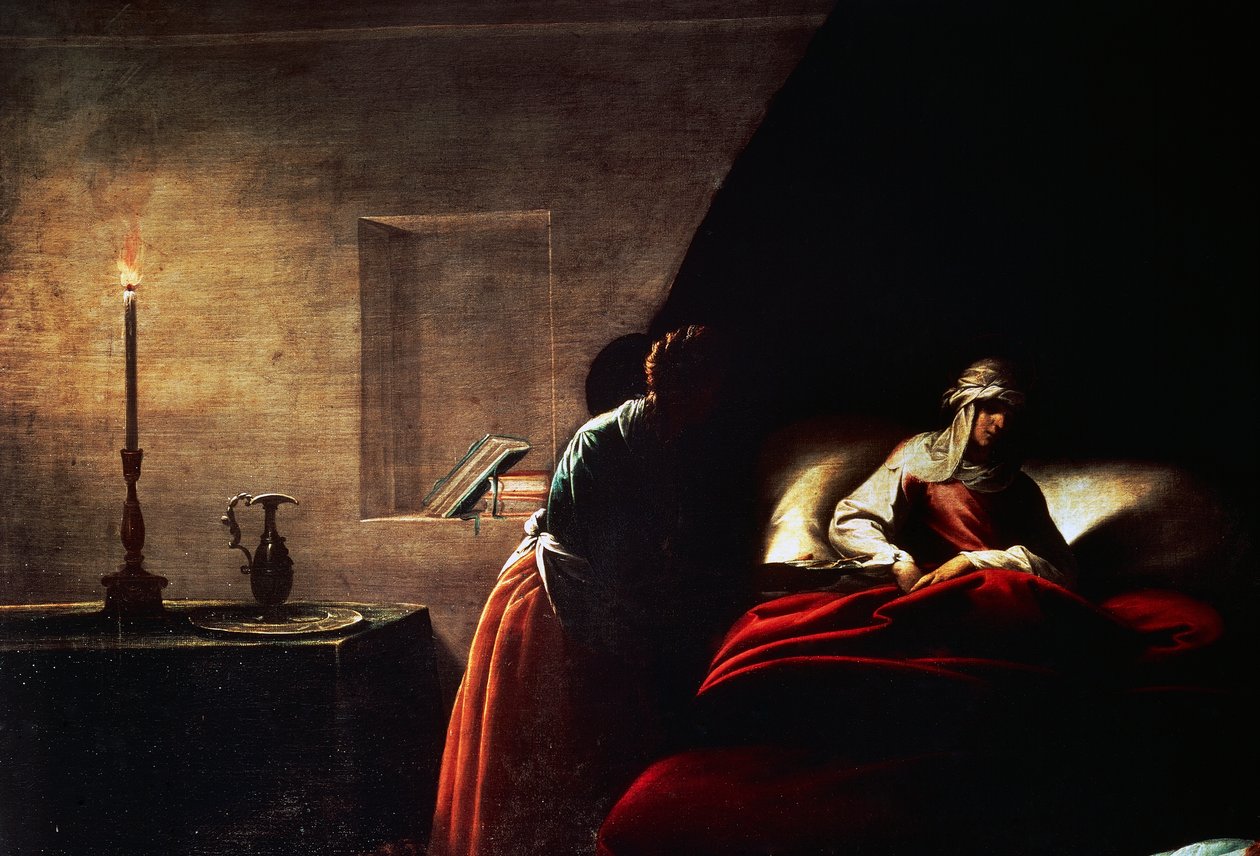 Jomfruens fødsel, af Pier Francesco Mazzucchelli kendt som il Morazzone (1573-1626), maleri, Santa Maria di Loreto-kirken, Arona, Novara, Italien. af Pier Francesco Morazzone