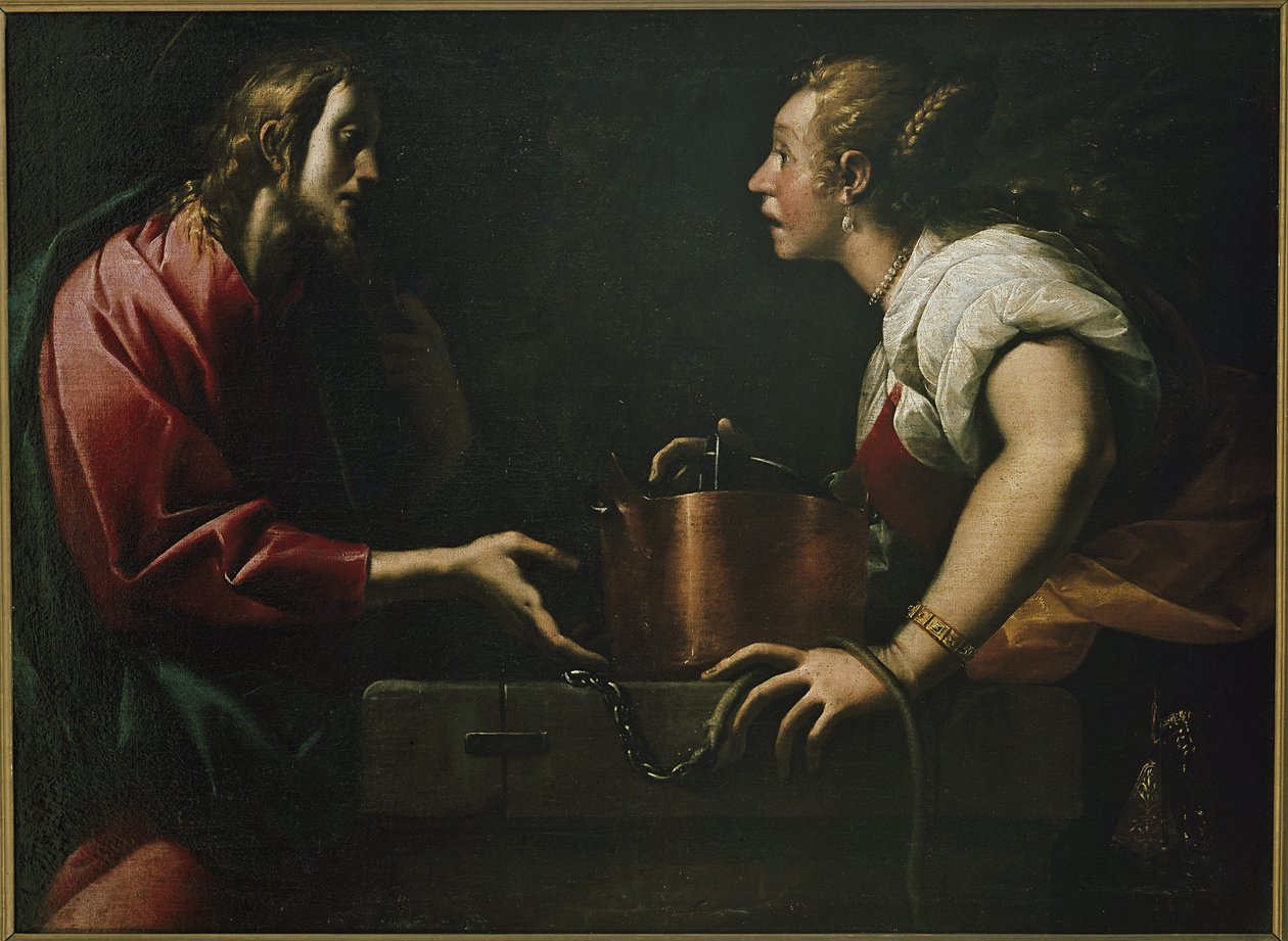 Kristus og den samaritanske kvinde ved brønden. (Olie på lærred af Pier Francesco Morazzone