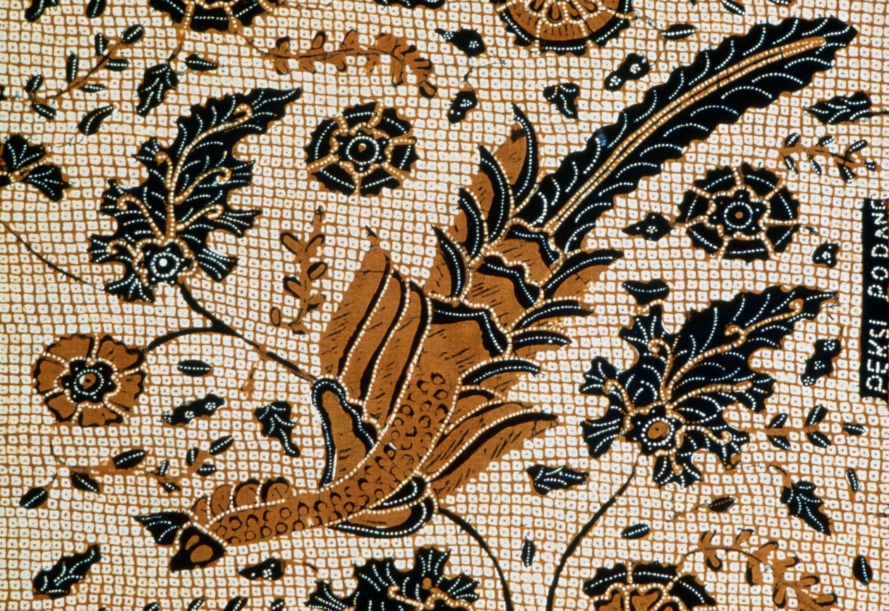 Batik med traditionelt design kaldet peksi podang, Surakarta, Java, Indonesien, Detail af Blaise Nicolas Le Sueur