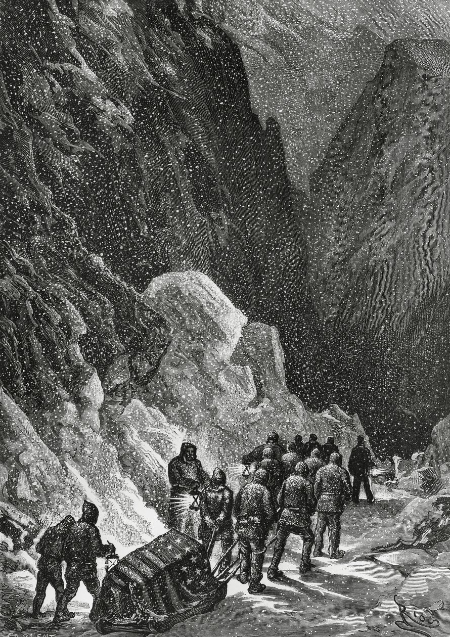 Begravelse af kaptajn Charles Francis Hall (1821-1871), amerikansk opdagelsesrejsende, Grønland, november 1871, Polaris ekspedition af Blaise Nicolas Le Sueur