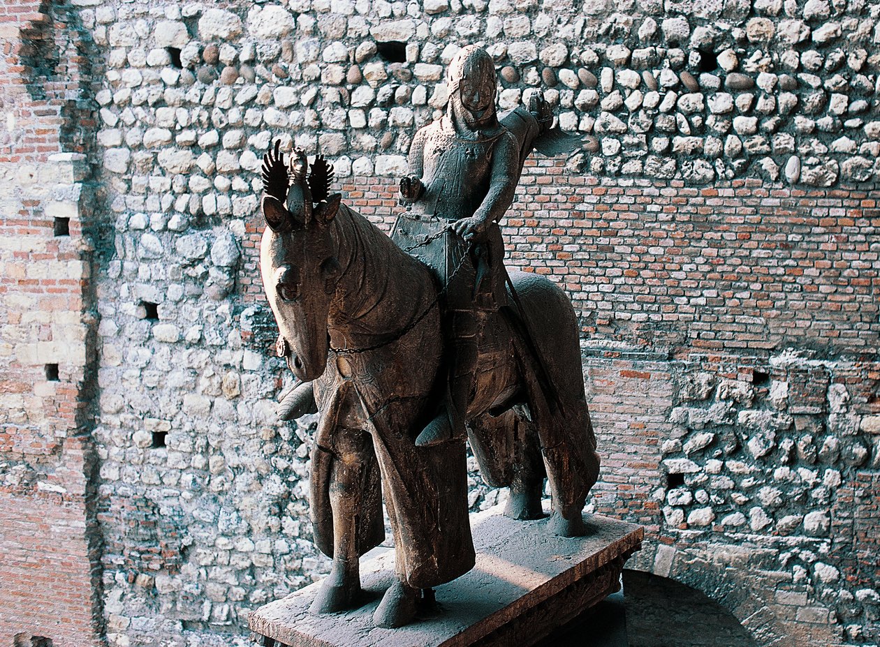 Ridestatue af Cangrande I della Scala, Castelvecchio, Verona, Veneto, Italien af Blaise Nicolas Le Sueur