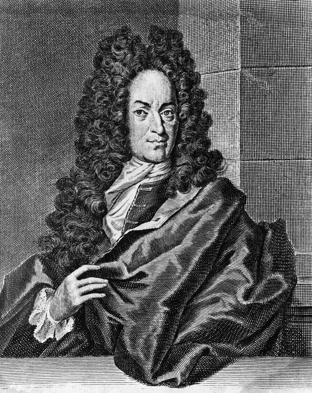 Portræt af Georg Ernst Stahl (1659-1734), tysk læge og kemiker, gravering fra Opusculum chimico-physico-medicum, Halae Magdeburgicae af Blaise Nicolas Le Sueur