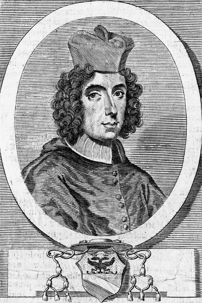 Portræt af Giambattista Rubini (1642-1707), italiensk kardinal og biskop, gravering af Blaise Nicolas Le Sueur