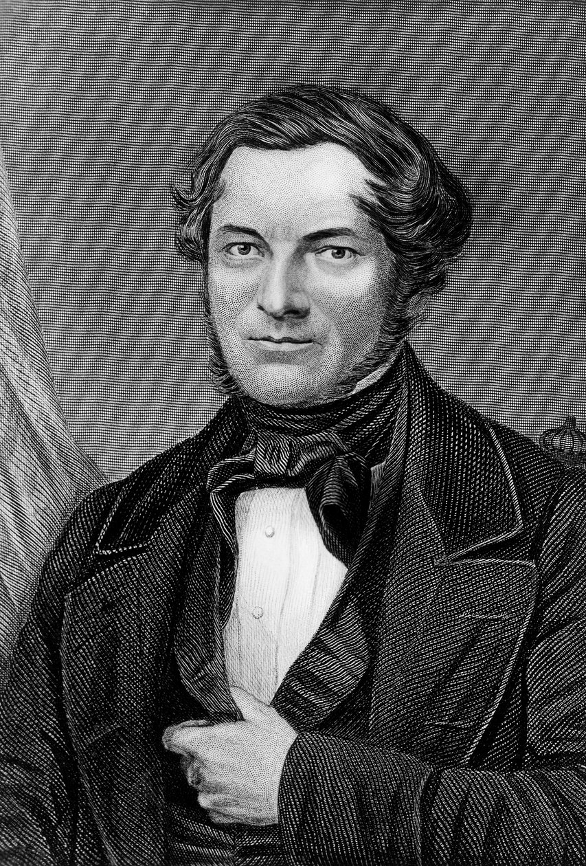Portræt af Robert Wilhelm Eberhard Bunsen (1811-1899), tysk kemiker og fysiker, gravering af Blaise Nicolas Le Sueur