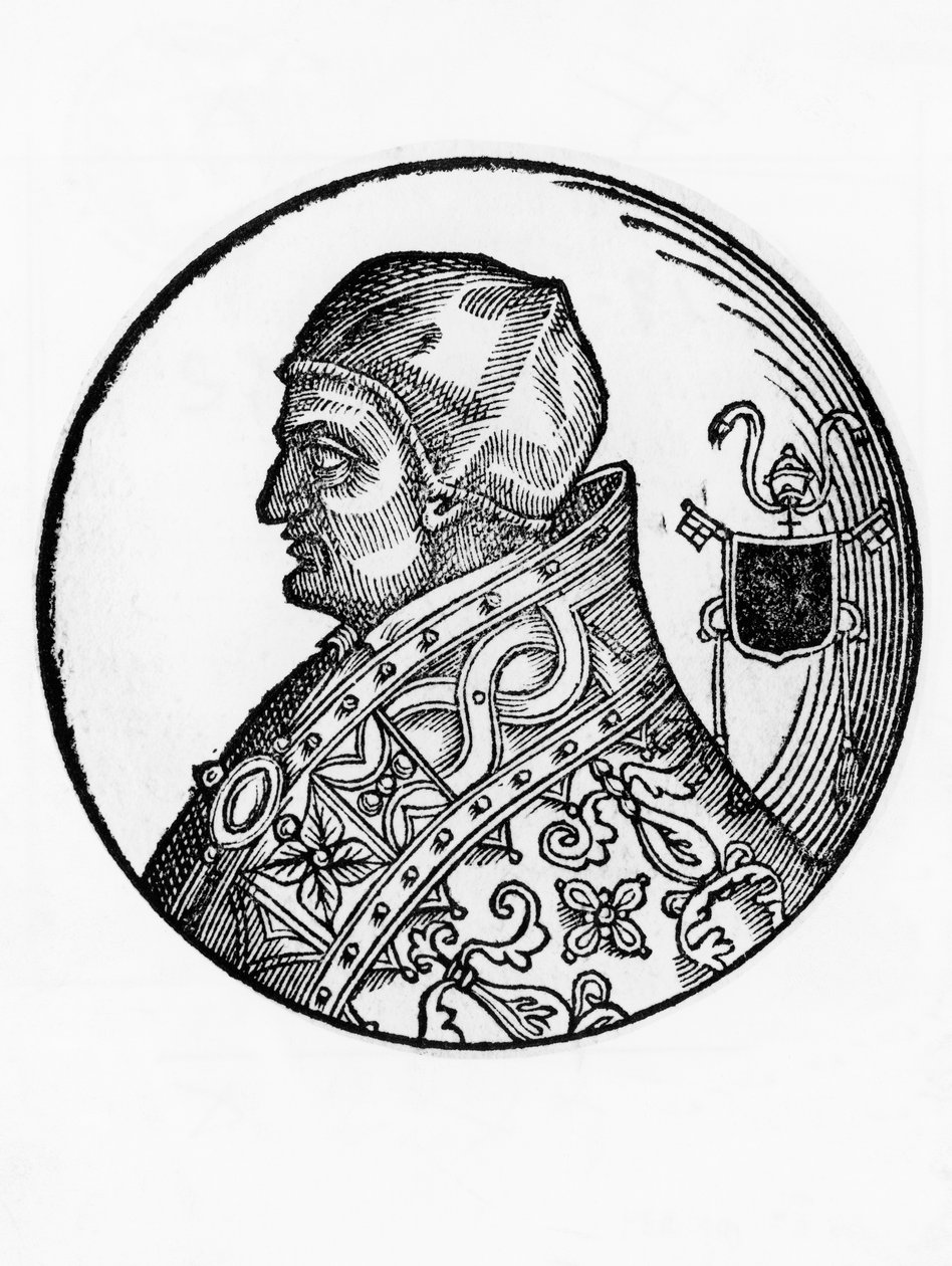 Portræt af Sabinian (død 606), 65. pave i den katolske kirke fra 604, gravering af Blaise Nicolas Le Sueur