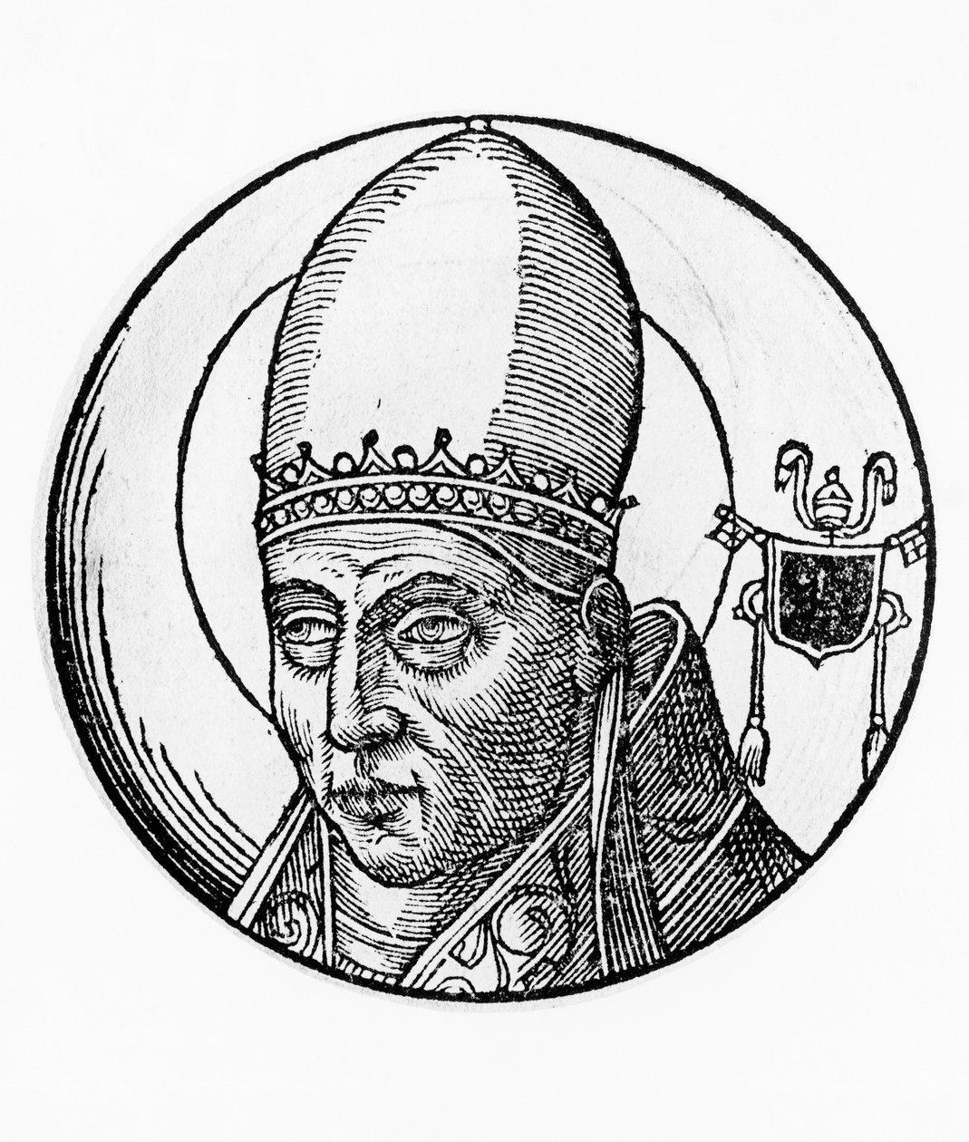 Portræt af Saint Innocent I (død 417), 40. pave i den katolske kirke fra 401, gravering af Blaise Nicolas Le Sueur