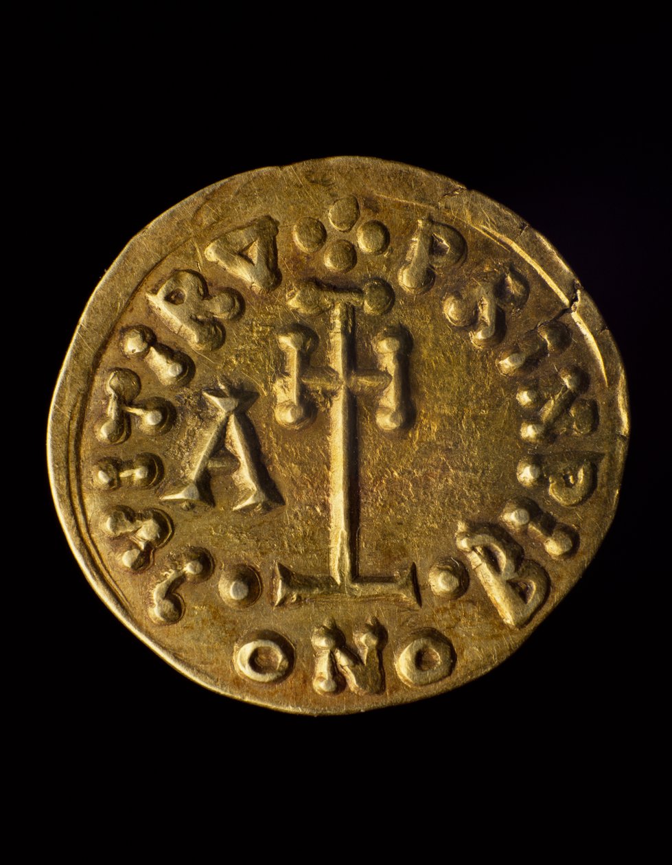 Solidus of Prince Arechi, verso, Lombard-mønter, 8. århundrede af Blaise Nicolas Le Sueur