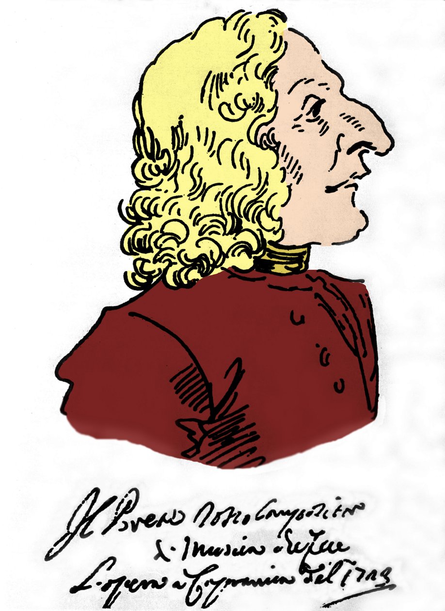Antonio Vivaldi (1678 - 1741), tegneserie af Pierre Leone Ghezzi (1674 - 1755) af Pier Leone Ghezzi