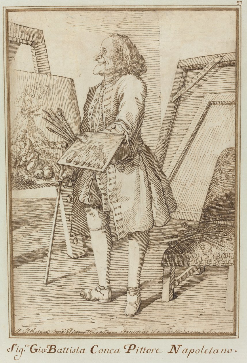 Signore Sebastiano Conca, napolitansk maler (Signore Sebastiano Conca, napolitansk maler) af Pier Leone Ghezzi