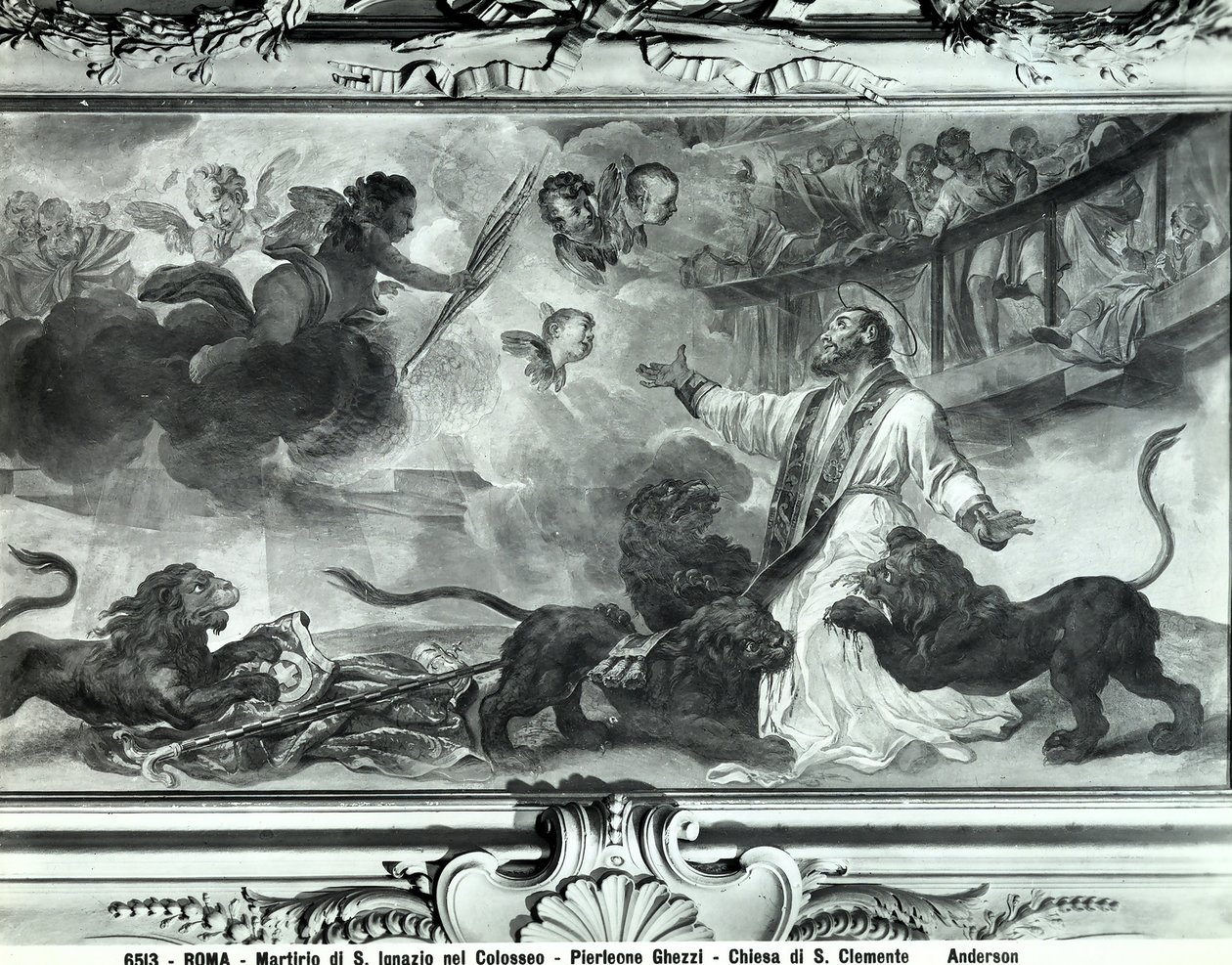 Sankt Ignatius af Antiokias martyrium i Colosseum (fresco) (s/h) af Pier Leone Ghezzi