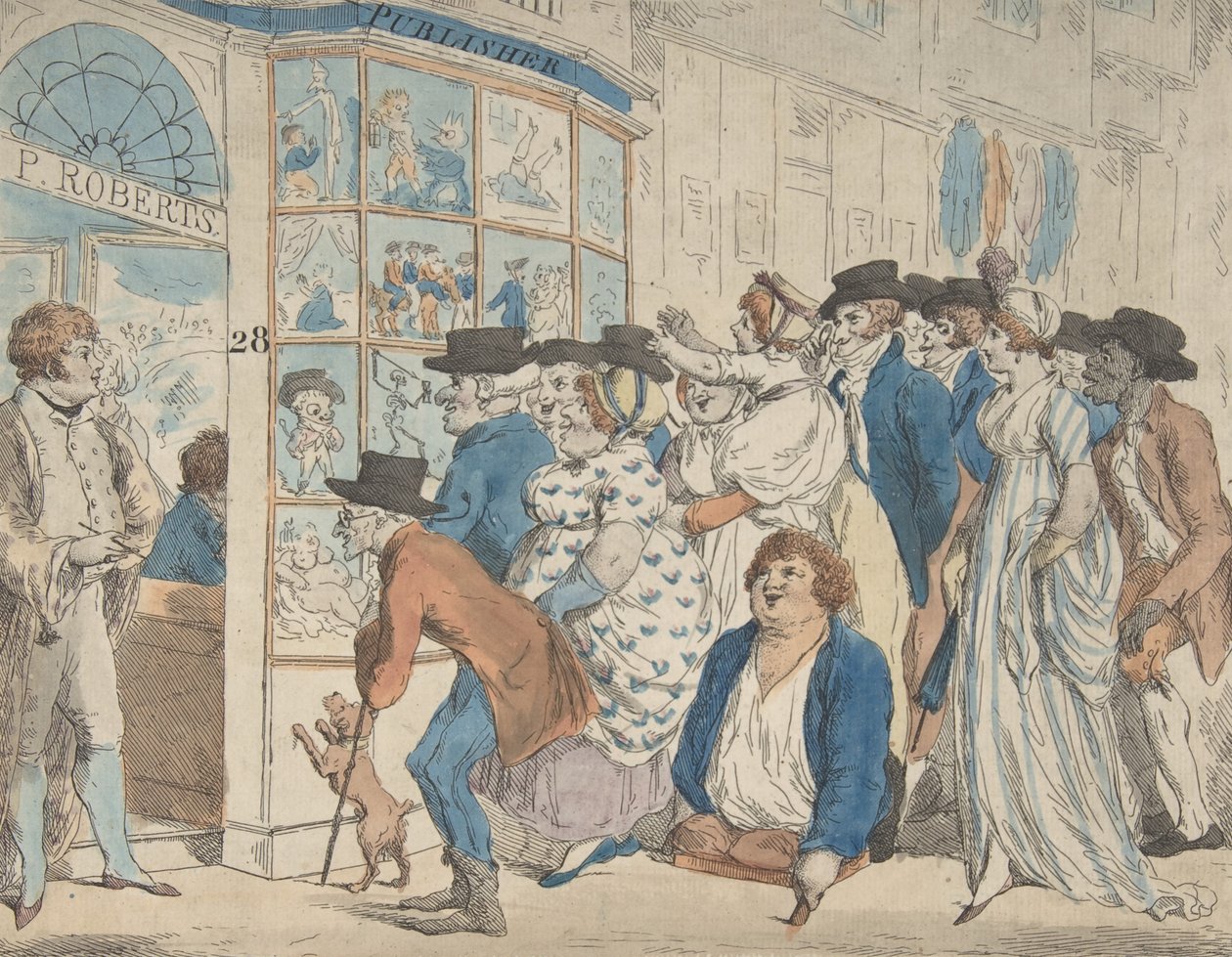 Caricature Shop of Piercy Roberts, 28 Middle Row, Holborn, 1801. af Piercy Roberts