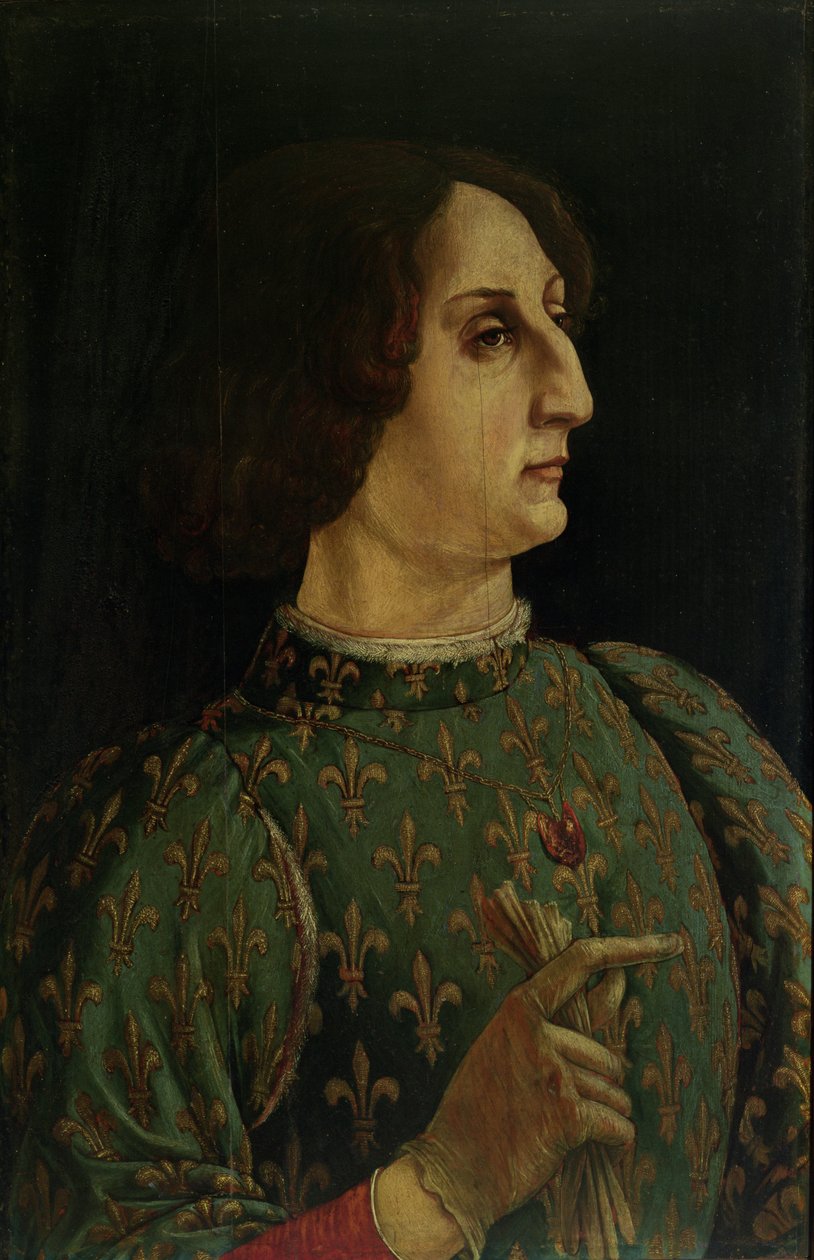 Portræt af Galeazzo Mario Sforza (1444-76) ca.1471 (tempera på panel) (se også 50366) af Piero del Pollaiolo