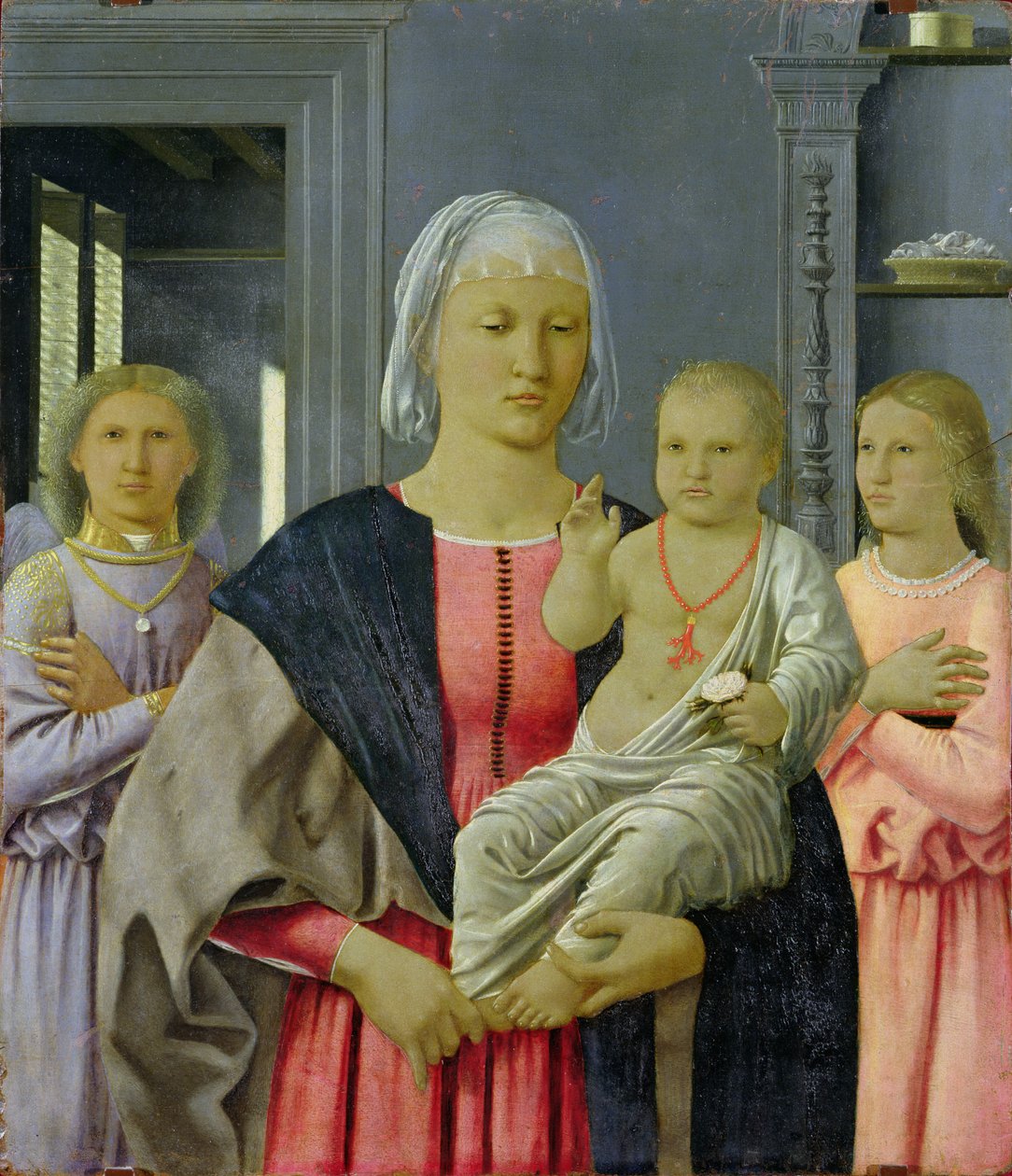 Madonna af Senigallia med barn og to engle, ca. 1470 (tempera på panel) af Piero della Francesca