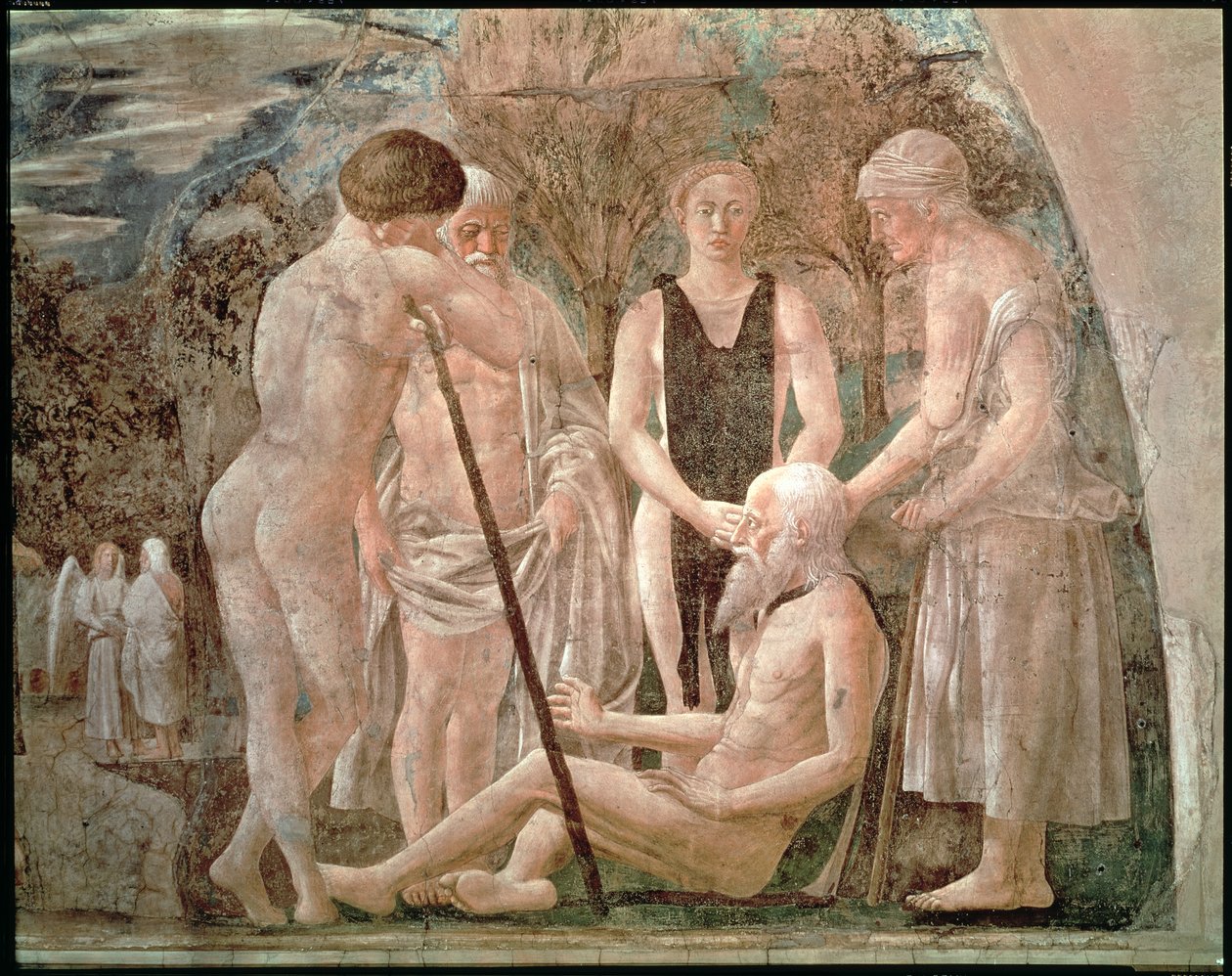 Adams død, fra legenden om det sande kors cyklus, afsluttede 1464 af Piero della Francesca