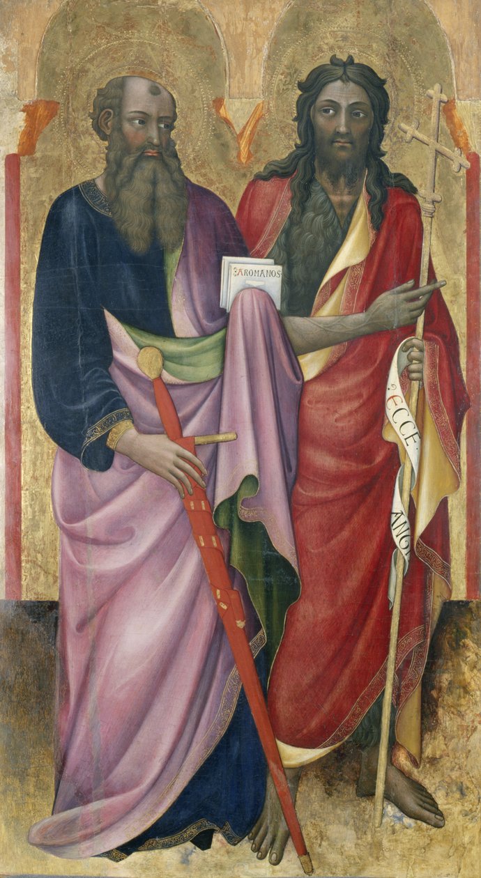 Apostlen Paulus og Johannes Døberen, ca. 1418-20 (tempera på poppeltræ) af Piero di Alvaro
