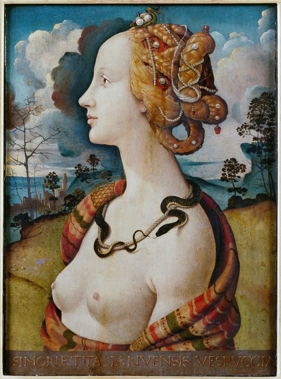 Portræt af en kvinde sagde om Simonetta Vespucci af Piero di Cosimo