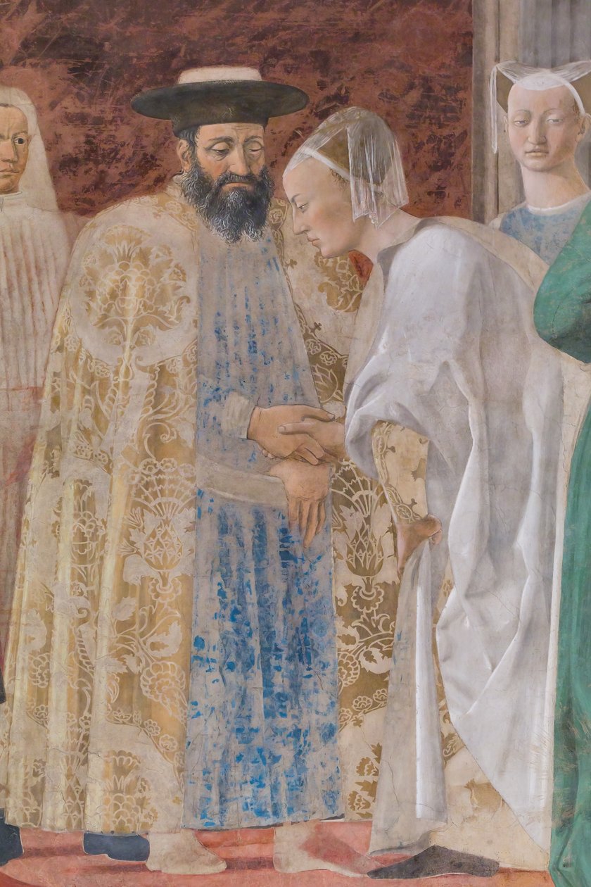 Korsets tilbedelse og mødet mellem Salomon og dronningen af Saba, detalje af Piero della Francesca