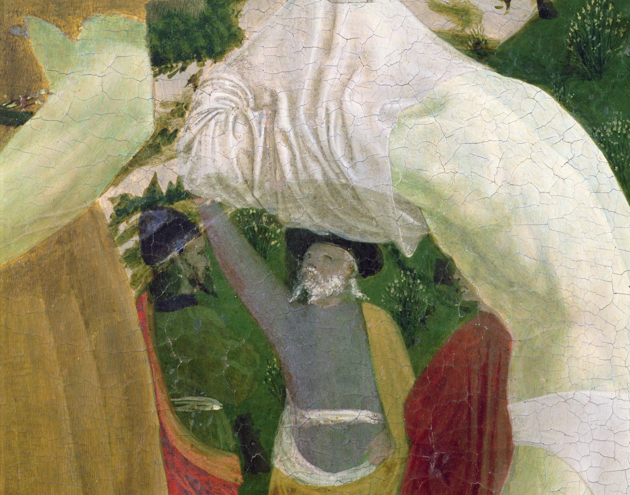Kristi dåb, detalje i højre side, der viser en mand, der forbereder sig til dåben af Piero della Francesca