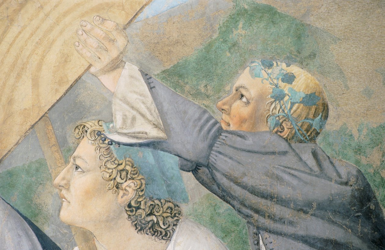 Detalje fra The Legend of the True Cross, der viser transport af helligt træ af Piero della Francesca af Piero della Francesca