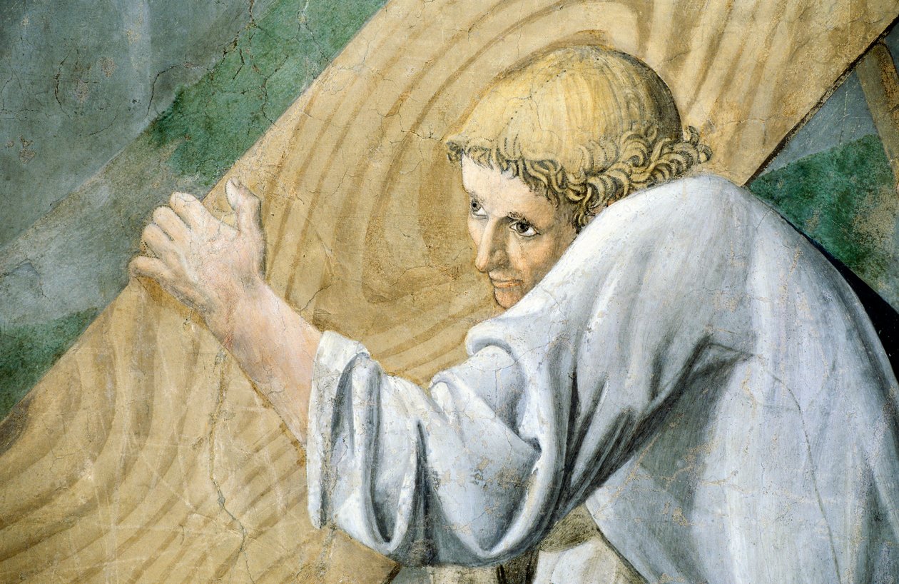 Detalje fra Legenden om det sande kors med transport af det hellige træ, af Piero della Francesca af Piero della Francesca