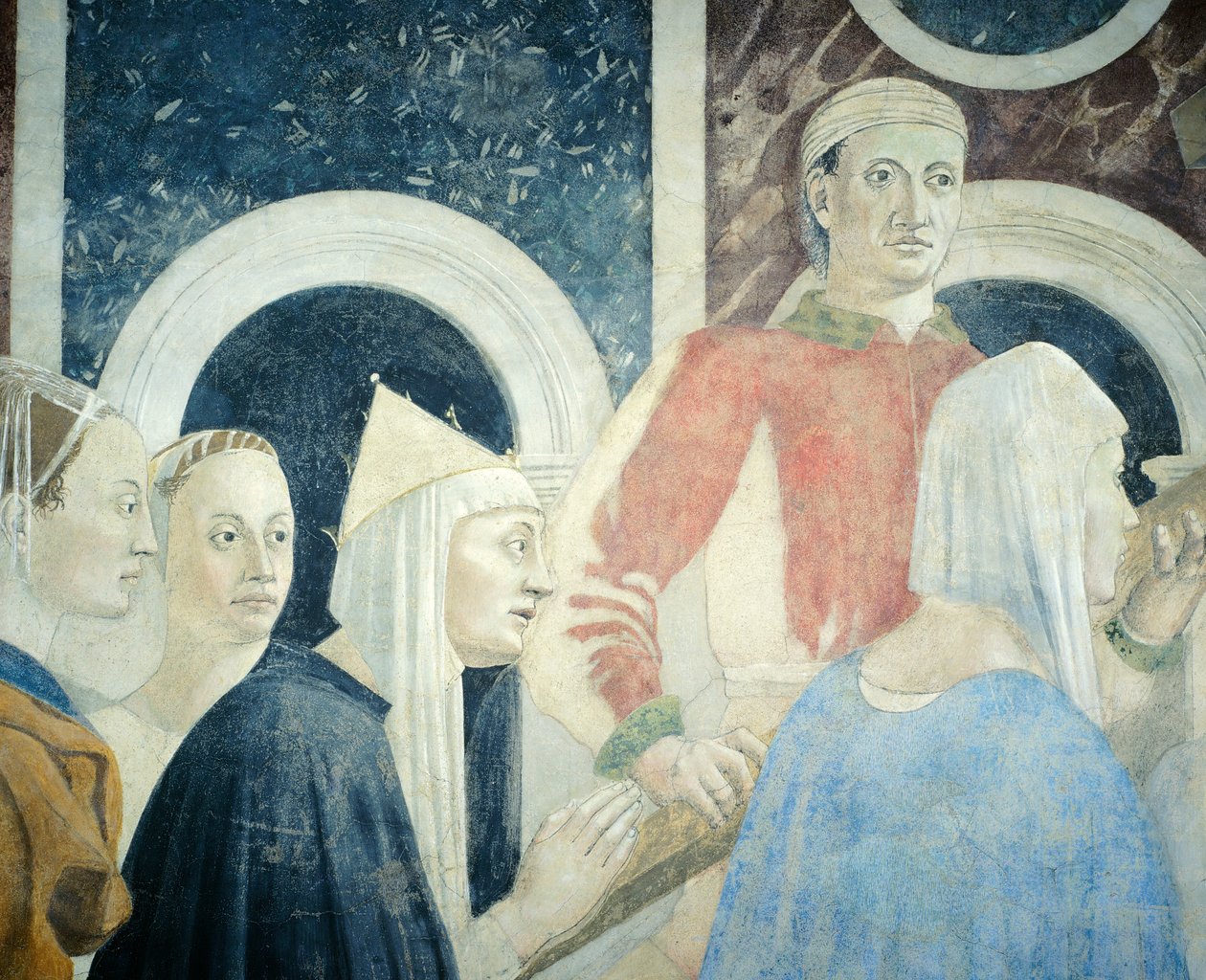 Detalje fra Legenden om det sande kors, der viser opdagelse og verifikation af det sande kors, af Piero della Francesca af Piero della Francesca