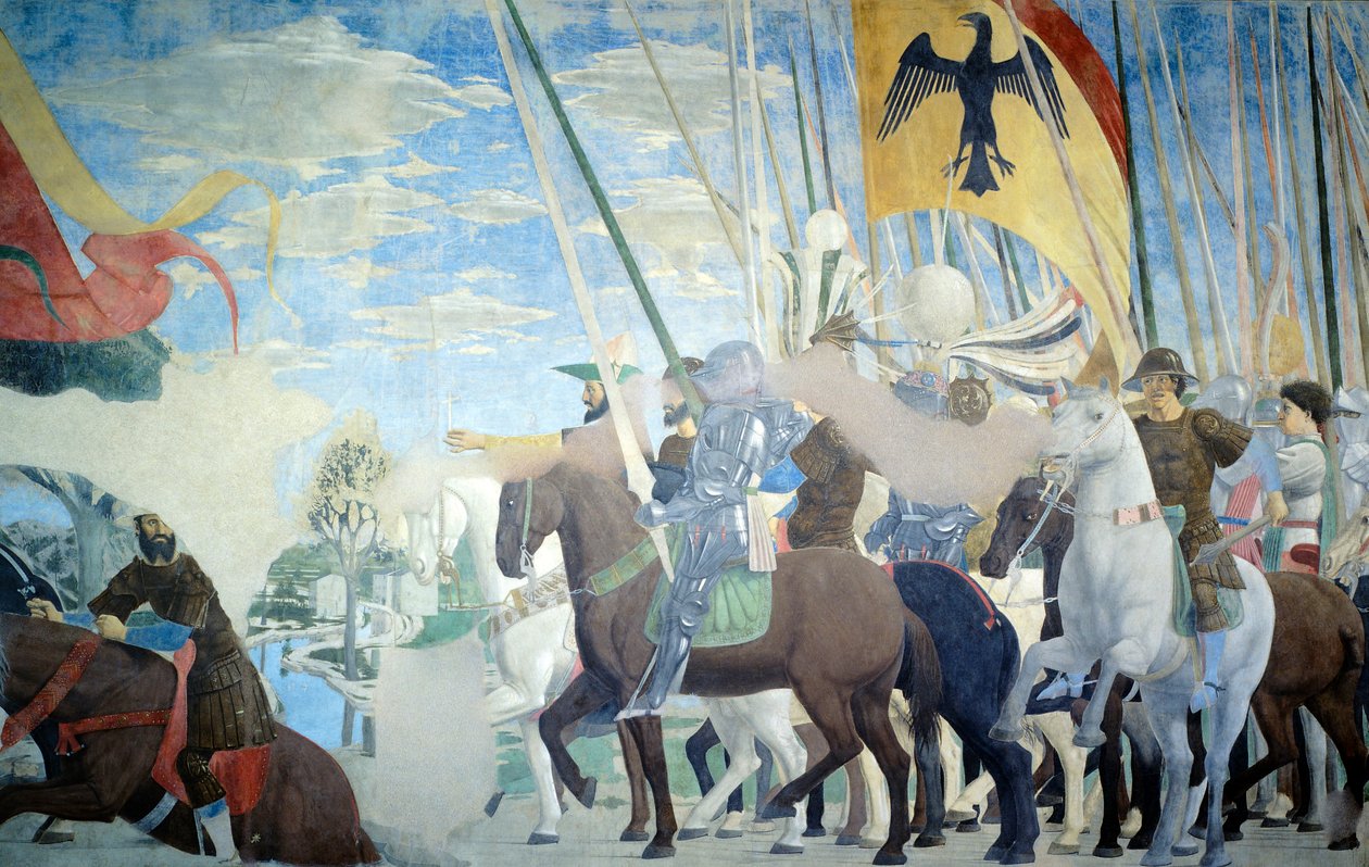 Detalje fra legenden om det sande kors, der viser Konstantins sejr, af Piero della Francesca af Piero della Francesca