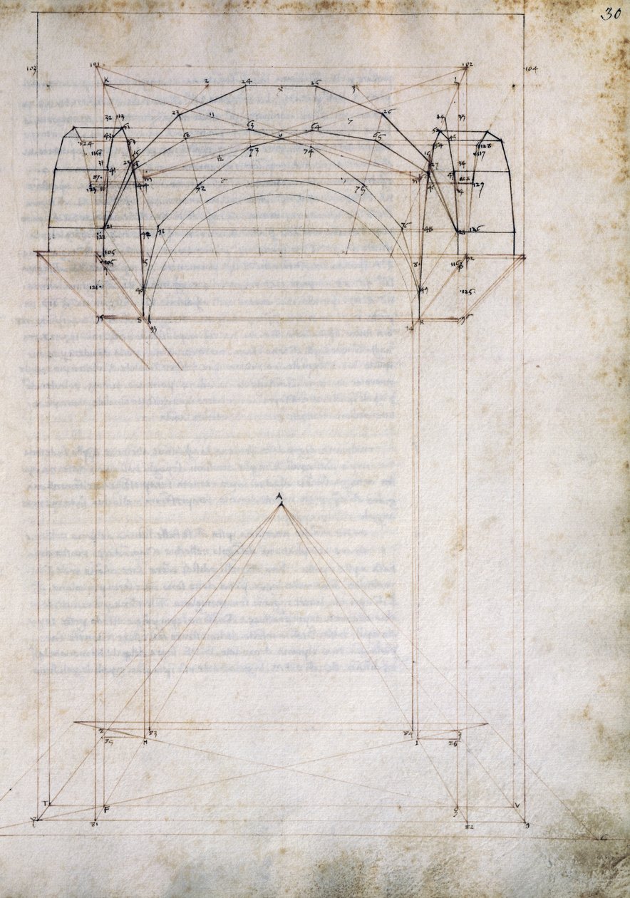 Perspektiv af gang med krydshvælving, side fra De Prospectiva pingendi (Perspektiv af maleri), af Piero della Francesca (ca. 1415-1492), Italien af Piero della Francesca